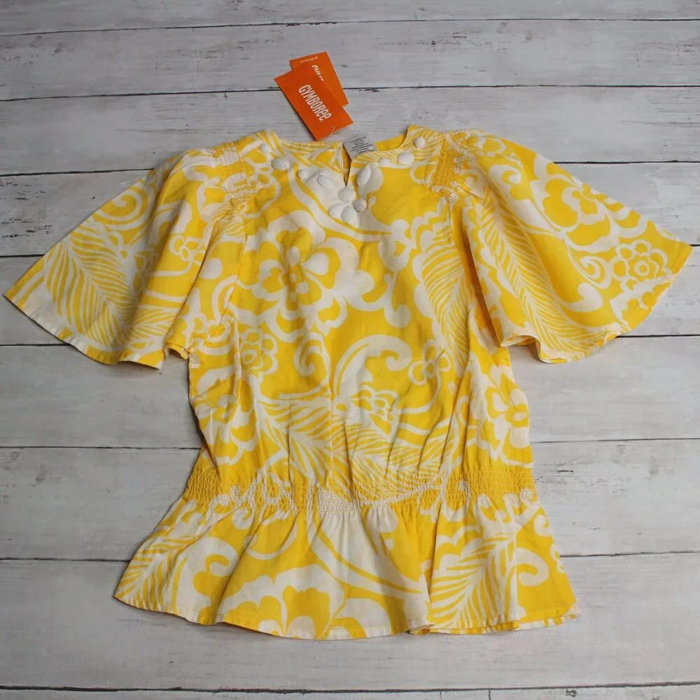 Gymboree Vintage Girl's Top Shorts Ring Size 4 Yellow Geo Collection Lot